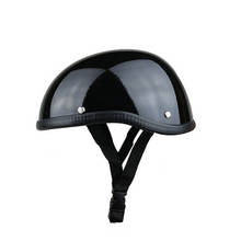 Capacete de motocicleta, metade do rosto, retrô, estilo alemão, helicóptero cruiser, preto brilhante 2024 - compre barato