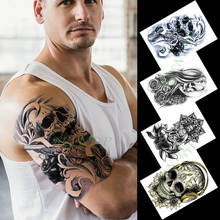 Pegatina de tatuaje temporal a prueba de agua para hombres y mujeres, tatuajes falsos de película, payaso, Calavera, chica, tatuaje flash 2024 - compra barato