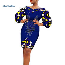 Long Sleeve V Neck African Dresses for Women Print Knee Length Dresses Vestidos Bazin Riche African Ankara Party Dresses WY7461 2024 - buy cheap