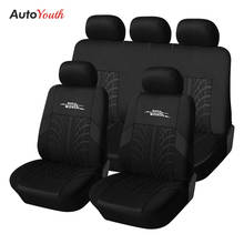 AUTOYOUTH 9PCS Car Seat Covers Set Universal Fit Most Car covers with Tire Track Detail Styling Car Seat Protector Four Seasons 2024 - купить недорого