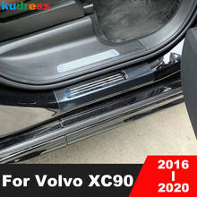 Guarnição para soleira da porta, acessório de aço inoxidável 4 peças para volvo xc90 xc 90 2016 2017 2018 2019 2020 2024 - compre barato