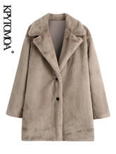 KPYTOMOA Women Fashion Loose Thick Warm Winter Faux Fur Coat Vintage Long Sleeve Side Pockets Female Outerwear Chic Overcoat 2024 - buy cheap
