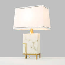 Lámpara led e27 de tela de hierro posmoderno, color blanco, dorado y mármol Luz LED Lámpara de mesa Lámpara LED de escritorio para dormitorio, Vestíbulo 2024 - compra barato