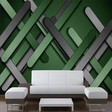 Papel de parede geométrico abstrato moderno, 3d, cinza, verde, placas de metal, foto criativa, papel de parede para decoração de quarto, papel de parede 3d 2024 - compre barato