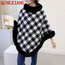 Suéter suelto de piel de conejo de imitación para mujer, Poncho triangular de talla grande, capa de punto, ropa de calle, otoño e invierno, 2021 2024 - compra barato