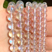Contas de vidro transparentes coloridas para fazer joias, contas redondas suaves de quartzo de cristal 6mm 8mm 10mm 12mm (f01125) 2024 - compre barato
