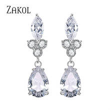 ZAKOL-pendientes colgantes de cristal de circonia cúbica para mujer, joyería nupcial, diseño único de marca, elegante, FSEP2318 2024 - compra barato