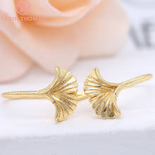 Pendientes de latón con forma de hoja de Ginkgo para mujer, aretes de flor, gancho de alta calidad, Color dorado de 24K, 15x20MM, 6 uds. 2024 - compra barato