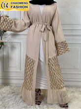 Новый мусульманский модный Кафтан Дубай абайя кимоно Турция хиджаб Абая платье Малайзия Исламская одежда для женщин Кафтан Средний Восток 2024 - купить недорого