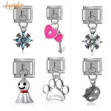 Hapiship Top New 9mm Width Original Daisy Heart Key Flower Mask Italian Charm Fit Bracelet Stainless Steel Jewelry Making DJ087 2024 - buy cheap