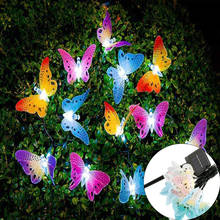 4M 12 Led Solar Powered Butterfly Fiber Optic Fairy String Lights Waterproof Christmas Outdoor Garden Holiday Decoration Lamps 2024 - buy cheap