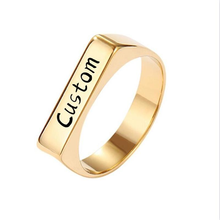 Nome personalizado anéis de ouro cor de aço inoxidável símbolo quadrado dedo jóias para presente de aniversário masculino feminino 2024 - compre barato