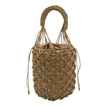 2 Pcs Woven Women Handbag Female Straw Mesh Bag Bohemian Summer Beach Bags Handmade Bucket Net Bag Rattan Knitte Top-handle Tote 2024 - buy cheap