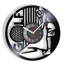 Female Golf Player Sport Studio Wall Decor Golf Club Retro Vinyl Record Wall Clock Golf Tournament Champions Golf Souvenir Gift 2024 - buy cheap