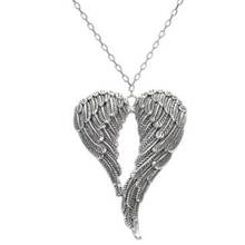 Двойное ожерелье с ангельским крылом, подвеска, винтажные серебряные подвески, Шариковая цепочка, кожаный ошейник, чокер, ожерелье, ювелирные изделия для женщин, подарки DIY B340 2024 - купить недорого