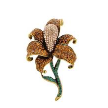 CINDY XIANG New Rhinestone Large Flower Brooches for Women Elegant Vintage Plant Pins Yellow Color Wedding Accessories 2024 - buy cheap