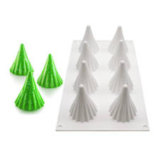 8 molde de huecos pequeños de silicona DIY hornear Navidad forma del árbol torta de Mousse de rayas verticales árbol molde de silicona herramientas de Decoración de Pastel 2024 - compra barato