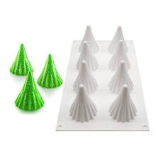 8 cavidade molde de silicone diy cozimento árvore de natal forma mousse bolo vertical listrado árvore molde de silicone ferramentas de decoração do bolo 2024 - compre barato