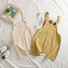 Mono de algodón y lino para niños y niñas, pantalones cortos con bolsillos, de verano, QZ020 2024 - compra barato