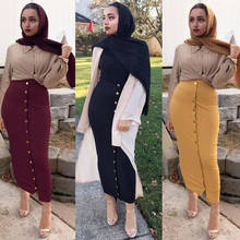 Saia lápis muçulmana abaya feminina, saia longa de cintura alta estilo dubai abaya oriente médio bodycon abaya islâmica turco 2024 - compre barato