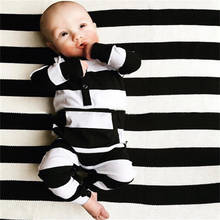 2021 New Fashion Newborn Toddler Baby Boy Girl Clothes Long sleeve Black and White Striped Jumpsuit Infant Clothing Set 2024 - buy cheap