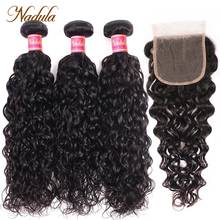 Nadula Hair Water Wave Human Hair Bundles With Closure 3 Bundles With Closure Remy Hair Bundles With 4x4 Lace Closure 2024 - buy cheap