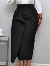 Женская Черная облегающая юбка-карандаш, высокая талия, тонкая, средней длины, скромная, классная, Женская посылка, бедра, Jupes Falad, официальная одежда, элегантная, модная 2024 - купить недорого
