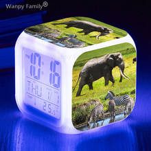 2022 New Animals Elephant Zebra Alarm Clock Children'S Birthday Gifts Zebra Multifunction Color Change Digital Alarm Clock 2024 - buy cheap