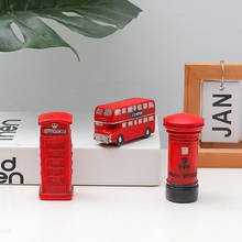 1PC Vintage Red Bus Postbox Telephone Booth London Miniature Figurines Desk Ornaments Home Decor Accessories Living Room Gift 2024 - buy cheap