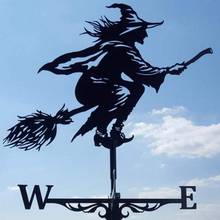 Iron Farmhouse Weather Vane Witch Shape Roof Mount Wind Direction Indicator Outdoor Garden Bracket Weather Wind Speed Spinner 2024 - buy cheap