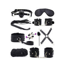 Conjunto de lencería Sexy BDSM para parejas, conjunto de ropa interior de cuero para Bondage, esposas para pies, látigo, cuerda, Juguetes sexuales, 10 unids/set 2024 - compra barato