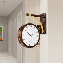 Double Sided Wooden Wall Clock Living Room Decoration European Style Clocks Home Decor Modern Design Quartz Clock Wall Watch 2024 - buy cheap