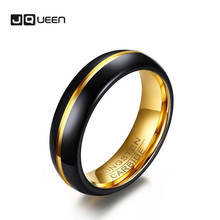 Anillos de carburo de tungsteno negro de 6MM, bandas de boda para hombres, anillo de joyería para fiesta de boda chapado en oro 2024 - compra barato