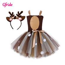 Vestido de fiesta de Navidad para niñas pequeñas, traje de ciervo, tutú de Año Nuevo con diadema, 2-8 años 2024 - compra barato