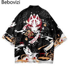 Bebovizi Japanese Style Cat Samurai Kimono Streetwear Men Women Cardigan Japan Harajuku Anime Robe Anime Clothes 2023 Summer 2024 - buy cheap