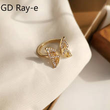 Anillo de mariposa coreana con apertura ajustable para mujer, anillo de dedo índice bonito con diamantes de imitación, joyería de boda, anillo de diamantes a mano, 1947 2024 - compra barato