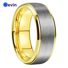 Yellow Gold Tungsten Wedding Band For Men Women Stepped Beveled Width 6MM 8MM Available 2024 - buy cheap