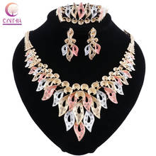 CYNTHIA Dubai Jewelry Sets Wedding Bridal Jewelry Sets Crystal Necklace Earrings Ring Set African Beads Jewelry Set For Women 2024 - buy cheap