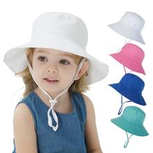 Chapéu de bebê para meninas e meninos, chapéu de balde para crianças, primavera e outono, chapéu de praia para viagem, chapéu de bebê com corda à prova de vento, 16 cores 2024 - compre barato