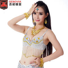 Women Sexy Belly Dance Top Shiny Sequins Bra Stage Tassel Costume Belly Dance Bras Tops Club Wear Clothes 34/75  C Cup 2024 - buy cheap