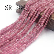 Free Shipping 3mm Faceted Pink Tourmaline Gems Stone Jewelry Making Mini Bail Round Beads Strand 15" 2024 - buy cheap