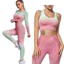 2\3PCS Seamless Yoga Sets Women Fitness Clothing Sport Suit Long Sleeve Top Paded Bra High Waist Leggings Tracksuit Workout Set 2024 - buy cheap