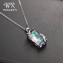 WEGARSTI Silver Hot Jewelry Natural Colour Topaz Necklaces For Women With Rectangle Pendant Wedding Party Fine Jewelry Hot Sale 2024 - buy cheap