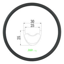 360g 650B MTB XC 30mm clincher tubeless carbon rim hook-less 25mm deep inner UD 3K 12K matte glossy 24 28 32 Holes gravel wheel 2024 - buy cheap