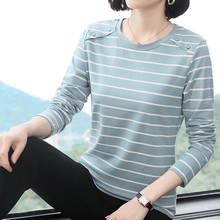 shintimes New 2022 Autumn White Striped Female T-Shirt Long Sleeve T Shirt Women Clothes Casual Cotton Fashion Tee Shirt Femme 2024 - buy cheap