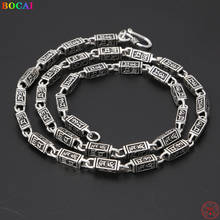 BOCAI S925 Sterling Silver Necklace for Men and Women 2022 New Fashion Six Character Truth Personality Bamboo-chain Jewelry 2024 - buy cheap