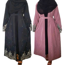 Vestido musulmán Abaya abierto de Dubái para mujer, caftán turco, Jilbab Kimono, ropa islámica de Ramadán Eid Abayas, bata de fiesta 2024 - compra barato