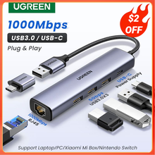 UGREEN USB Ethernet Adapter 1000/100Mbps USB3.0 HUB RJ45 Lan for Laptop PC Xiaomi Mi Box Macbook Windows USB-C HUB Network Card 2024 - buy cheap