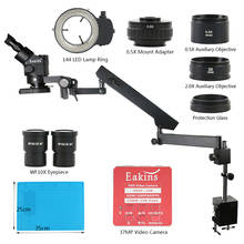 Abrazadera de brazo articulado, microscopio estéreo Trinocular con Zoom Focal, Industrial, HDMI, 1080P, cámara de vídeo de 37MP, 3.5X - 90X 2024 - compra barato