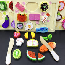 Children Wooden Fruit and Vegetables Cutting Baby Magnetic Connect Wood Puzzle Food Model Kindergarten Supplies Kitchen Set Toys 2024 - buy cheap